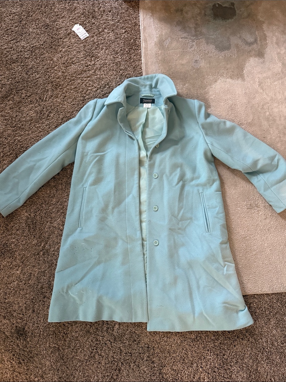 Signature Pastel Blue Single-Breasted Trench Coat